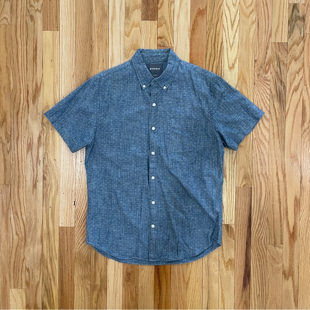 Bonobos Men's Blue Polkadot Short Sleeve Dress Shirt